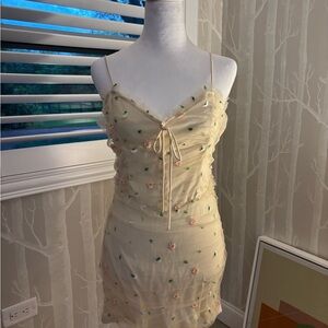 Le Lis Cream Floral Embroidered Dress